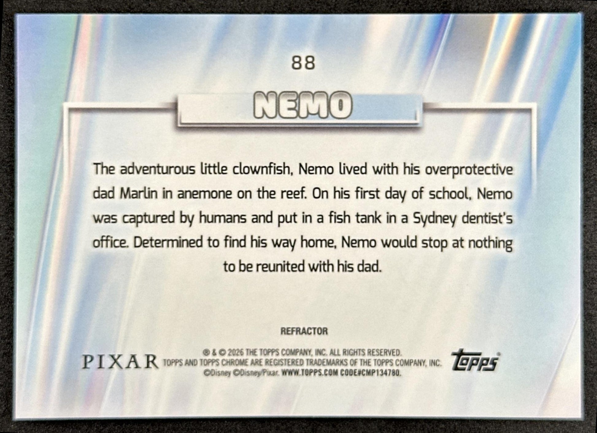 Nemo 2026 Topps Chrome Disney Refractor Finding Back