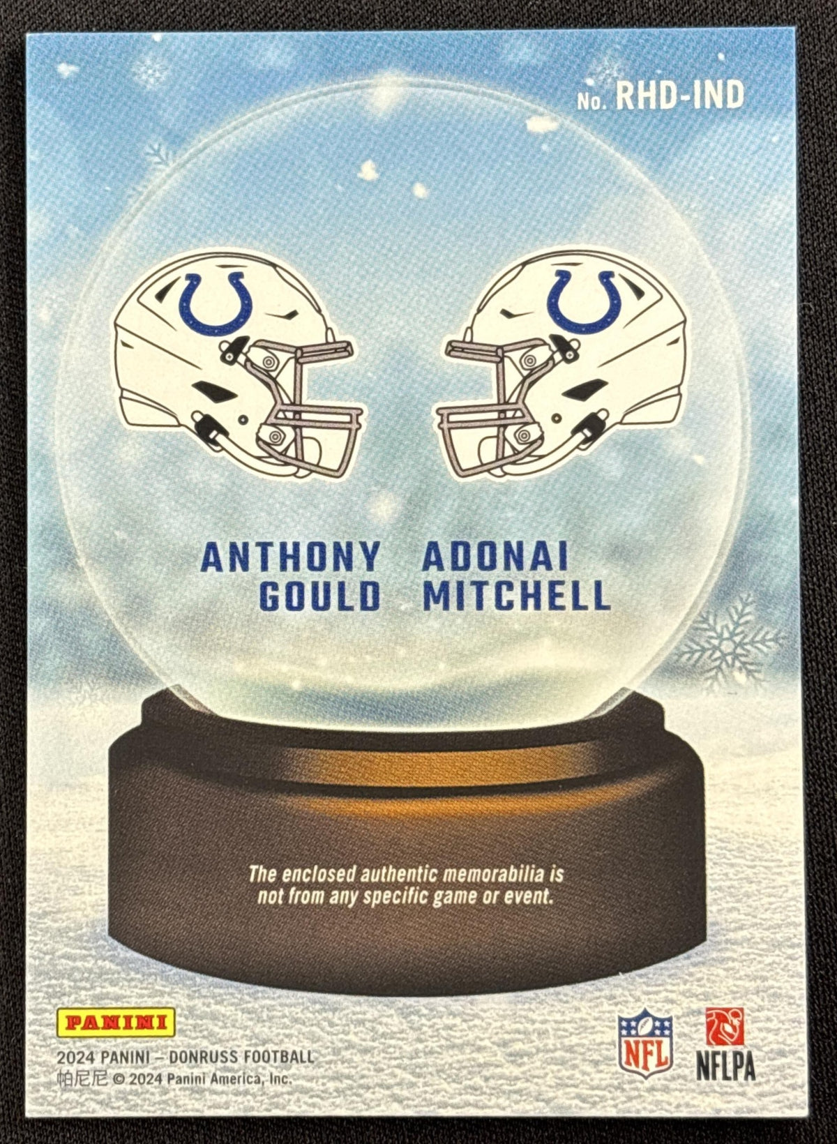 Adonai Mitchell Anthony Gould 2024 Panini Donruss Rookie Holiday Sweater Dual Colts Indianapolis Colts