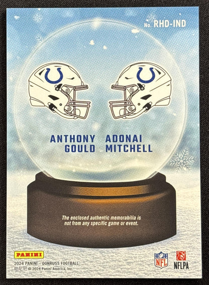 Adonai Mitchell Anthony Gould 2024 Panini Donruss Rookie Holiday Sweater Dual Colts Indianapolis Colts