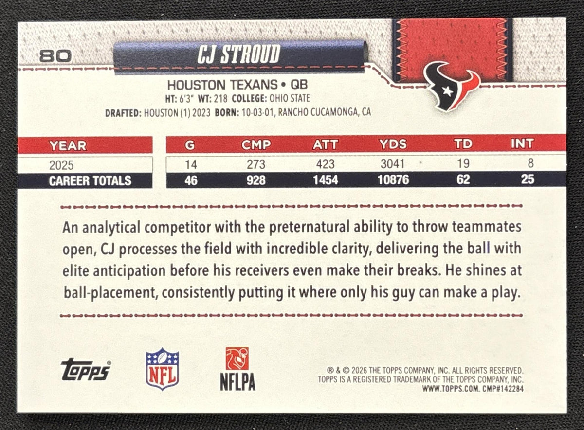 CJ Stroud 2026 Topps Holo Foil Texans