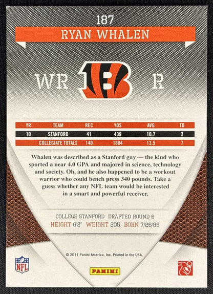 Ryan Whalen 2011 Panini Donruss Elite /999 Bengals back