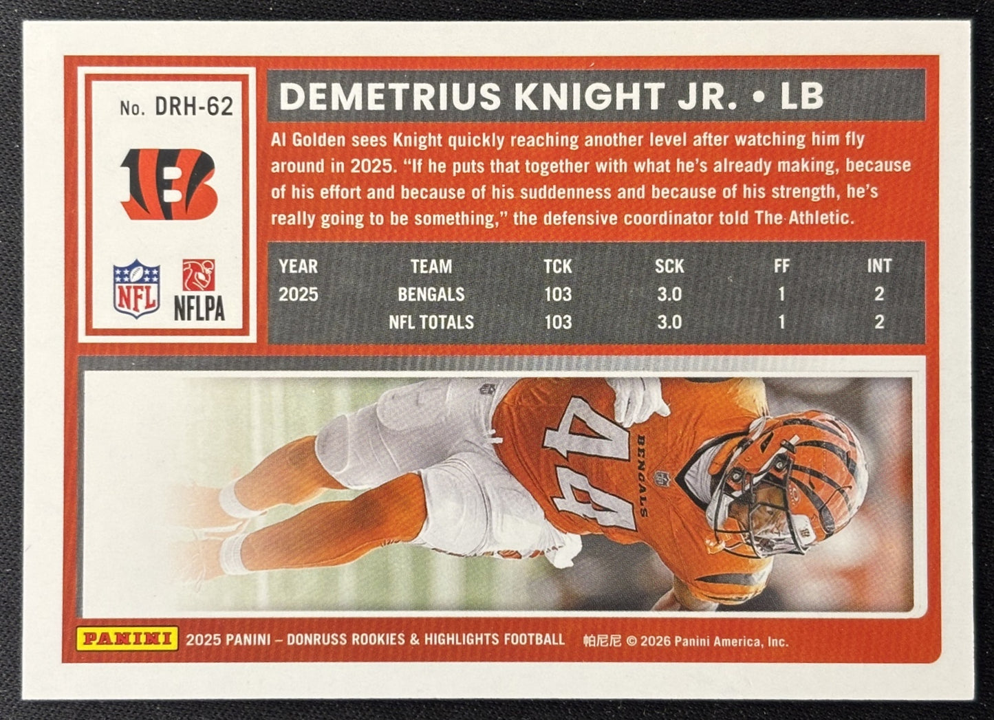 Demetrius Knight Jr 2025 Panini Donruss Rookies & Highlights Bengals Sports Trading Cards