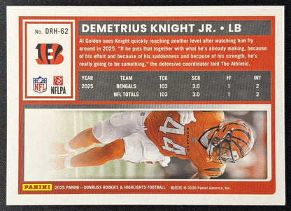 Demetrius Knight Jr 2025 Panini Donruss Rookies & Highlights Bengals Sports Trading Cards