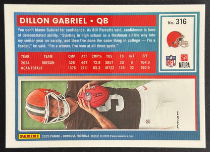 Dillon Gabriel 2025 Donruss Optic Rated Rookie Preview Pink Browns Sports Trading Cards