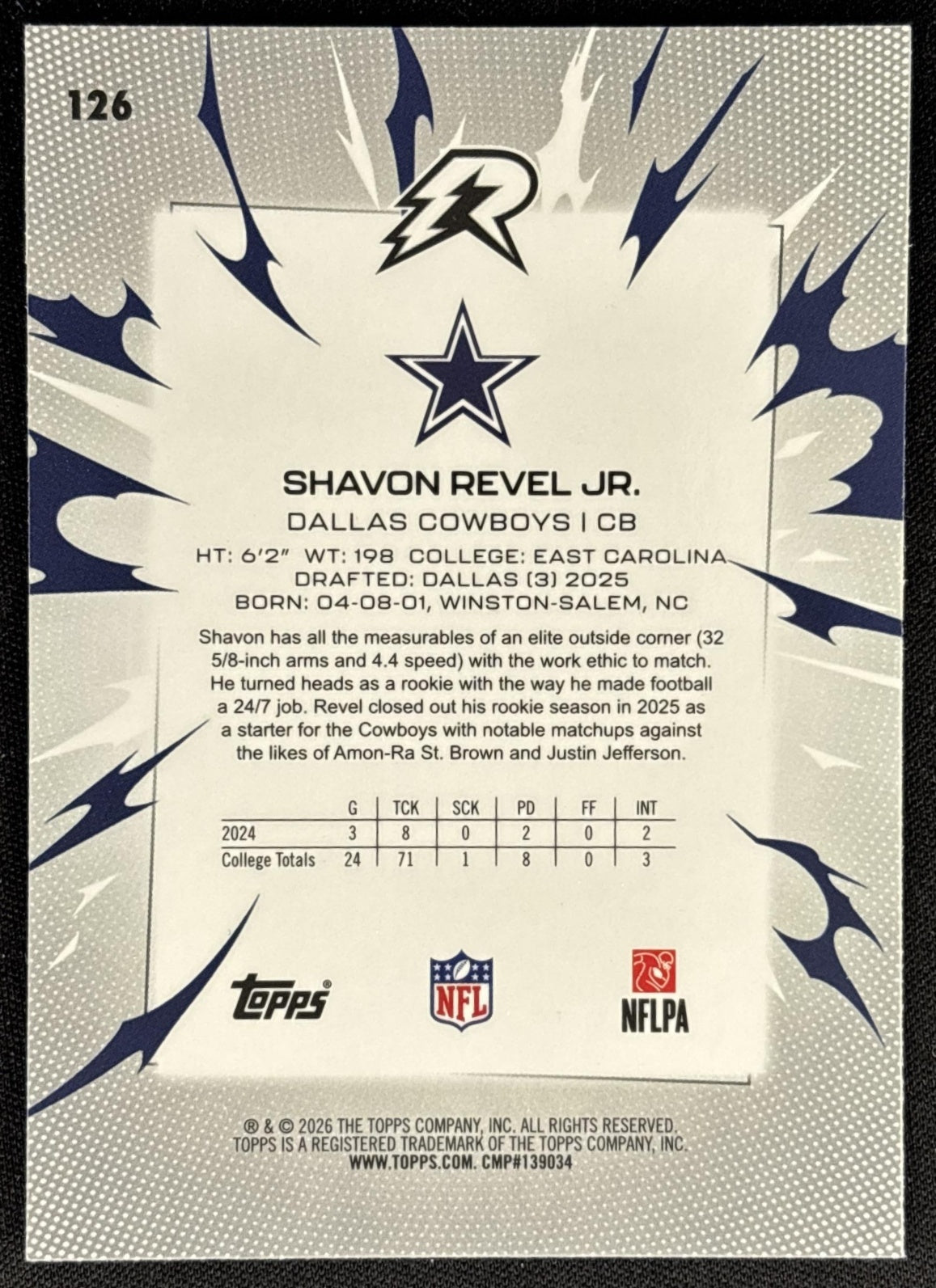 Shavon Revel Jr. 2025 Topps Resurgence Blue and Orange Spark Refractor Cowboys
