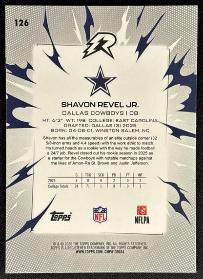 Shavon Revel Jr. 2025 Topps Resurgence Blue and Orange Spark Refractor Cowboys