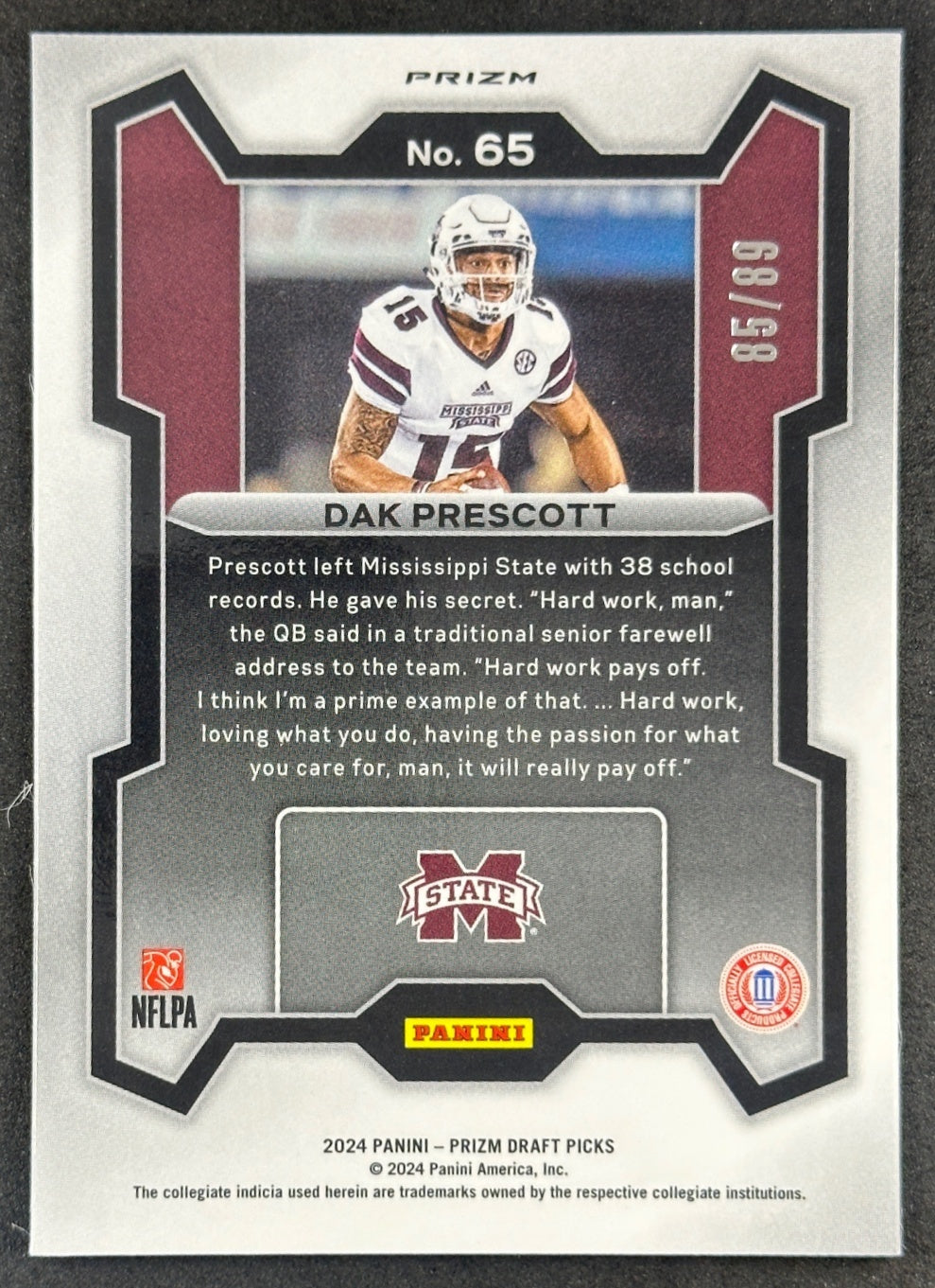 Dak Prescott 2024 Panini Prizm Draft Picks /99 Cowboys back