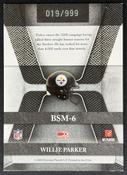 Willie Parker 2008 Leaf Limited Banner Season /999 Steelers back
