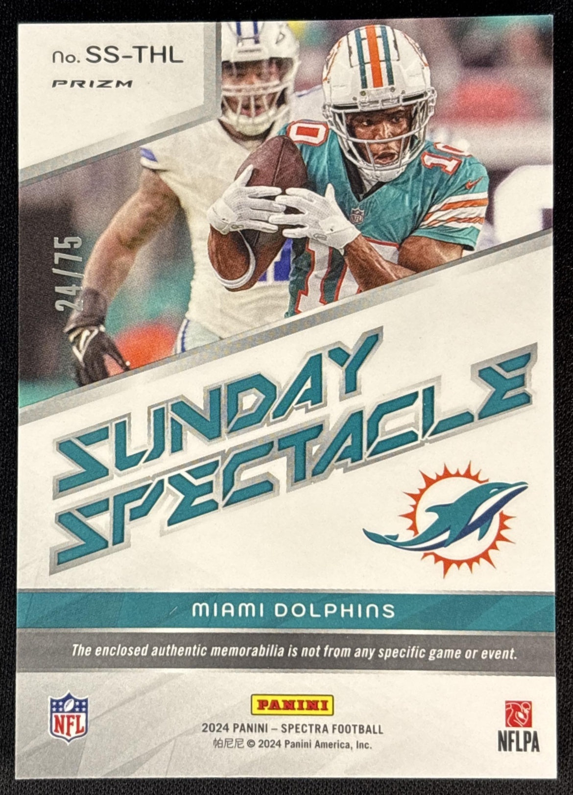 Tyreek Hill 2024 Panini Spectra Sunday Spectacle Hyper /75 Dolphins Sports Trading Card
