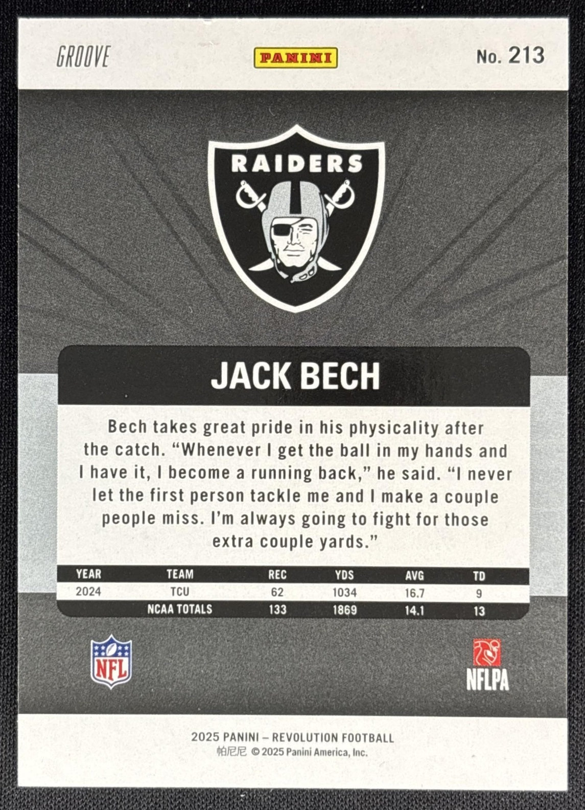 Jack Bech 2025 Panini Revolution Rookies Groove Raiders Sports Trading Cards