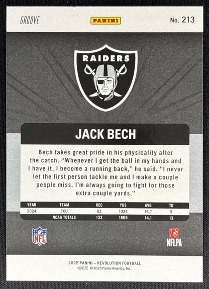 Jack Bech 2025 Panini Revolution Rookies Groove Raiders Sports Trading Cards
