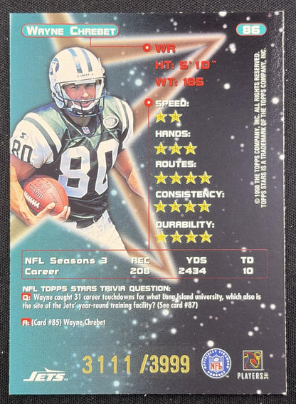 Wayne Chrebet 1998 Topps Stars Silver Star /3999 Jets New York Jets