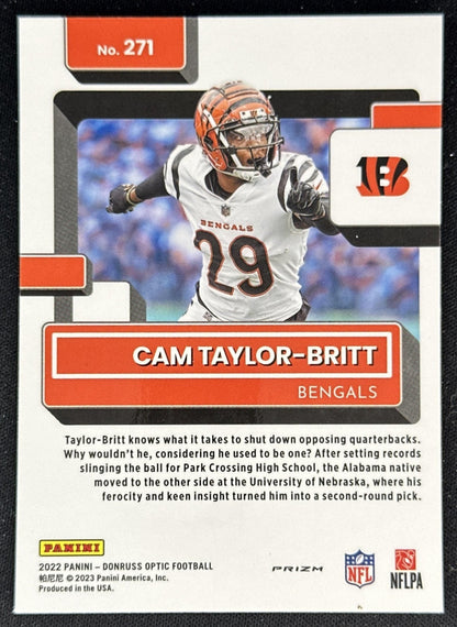 Cam Taylor-Britt 2022 Panini Donruss Optic Stars Bengals back