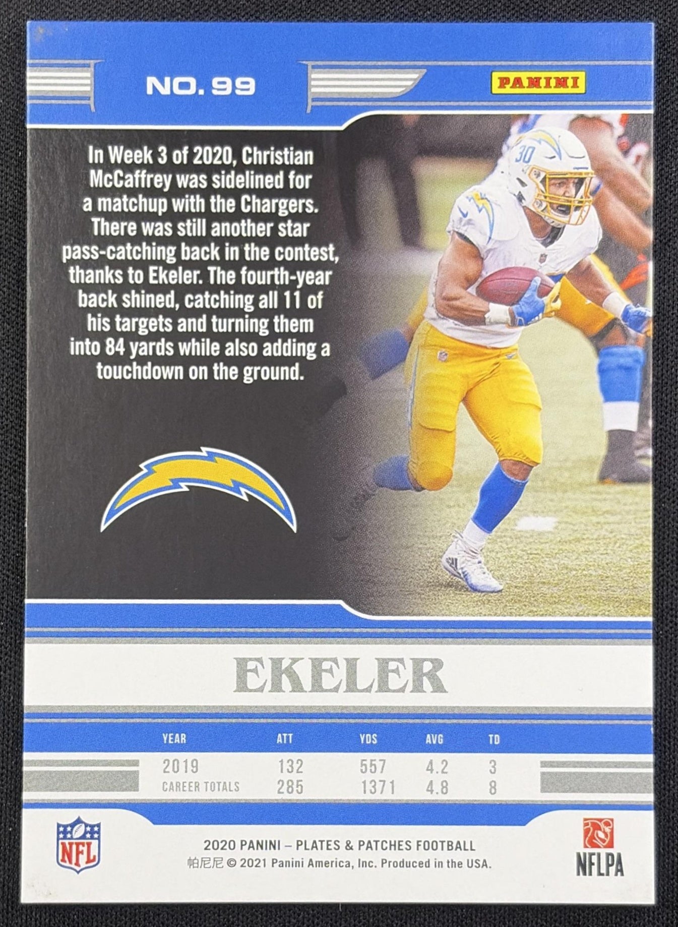 Austin Ekeler 2020 Panini Plates & Patches Purple /35 Chargers
