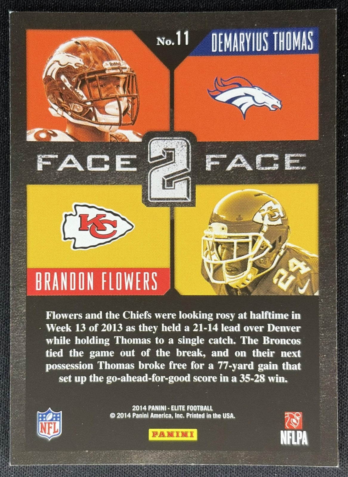 Brandon Flowers Demaryius Thomas 2014 Panini Elite Face 2 Silver - Back