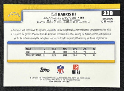 Tre Harris III 2025 Topps Chrome Rookie Pulsar Refractor Chargers