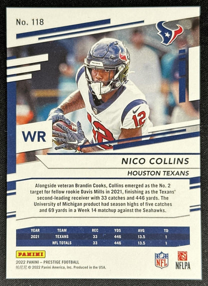 Nico Collins 2022 Panini Prestige Xtra Points Premium Gold /99 Texans