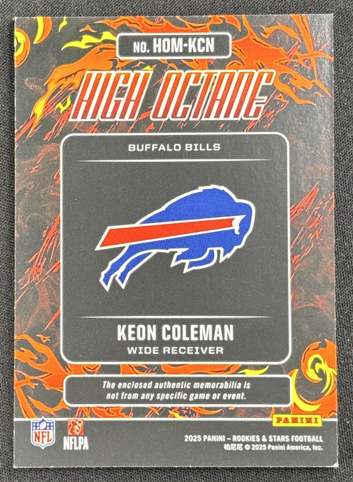 Keon Coleman 2025 Panini Rookies & Stars High Octane Memorabilia Bills