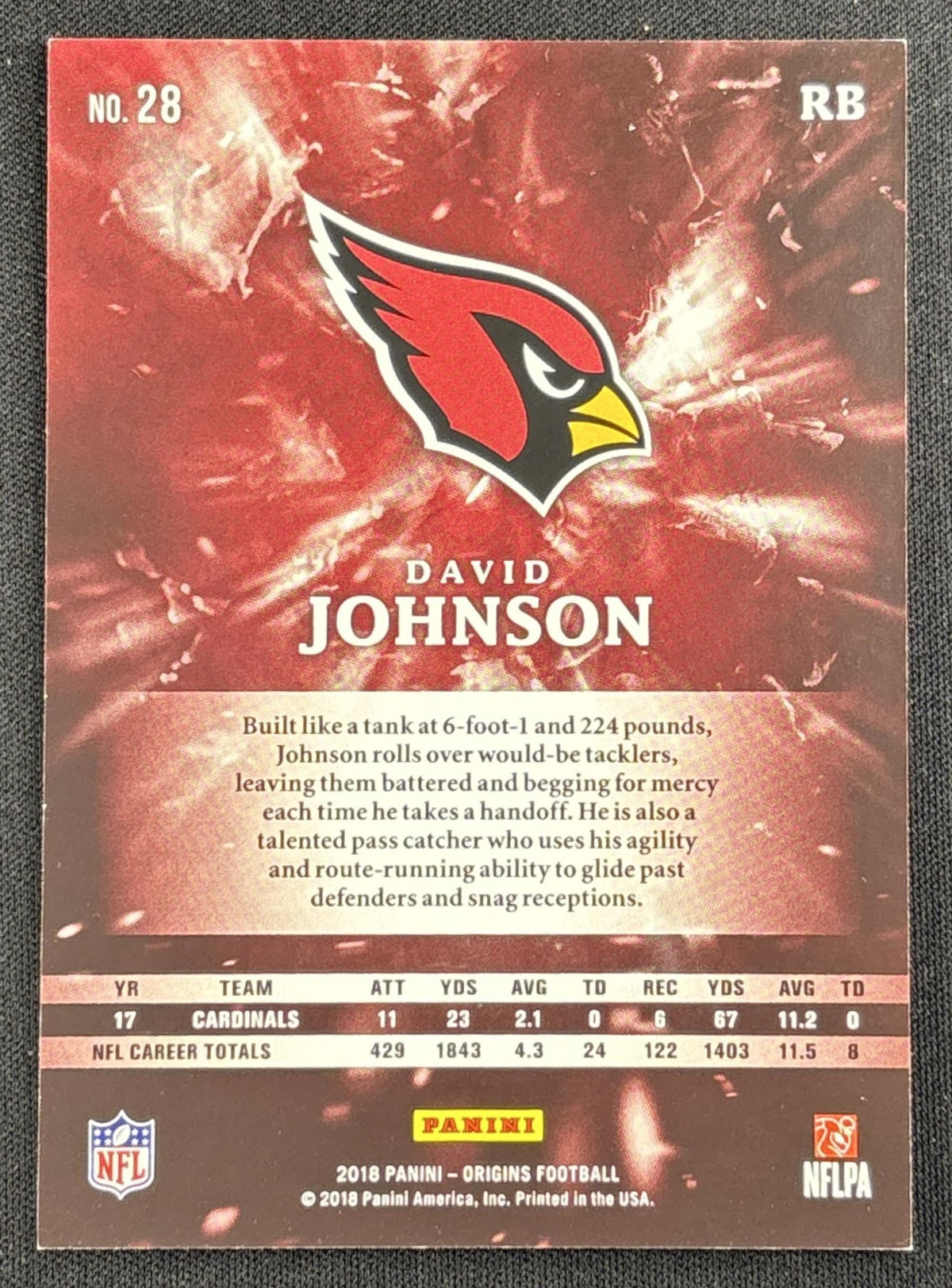 David Johnson 2018 Panini Origins Blue /99 Cardinals