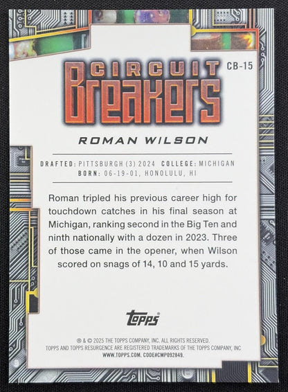 Roman Wilson 2024 Topps Resurgence Circuit Breakers Navy Surge /275 Steelers