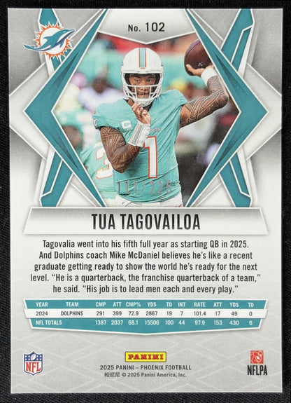 Tua Tagovailoa 2025 Panini Phoenix Lime Green Lava Prizm /225 Dolphins