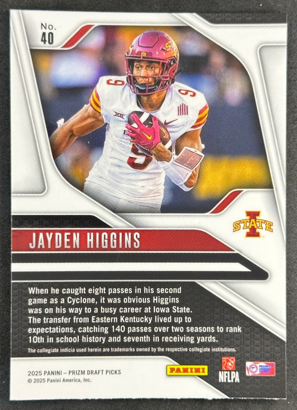 Jayden Higgins 2025 Panini Prizm Draft Picks Cyclones Texans Sports Trading Cards