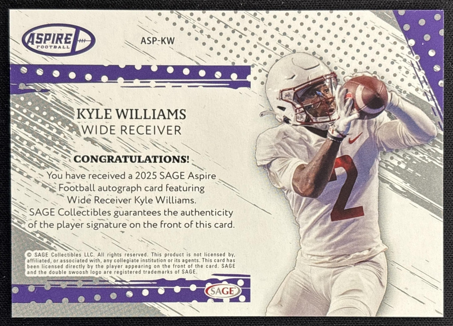 Kyle Williams 2025 Aspire Auto Patriots back