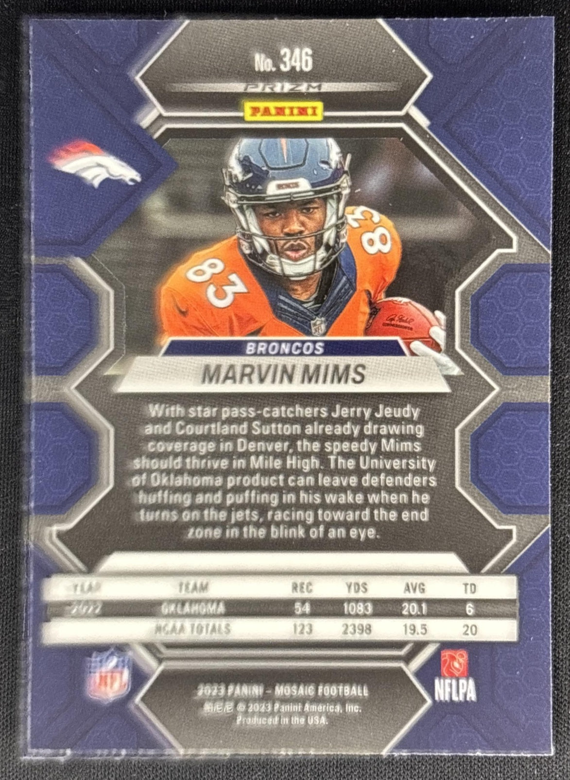 Marvin Mims 2023 Panini Mosaic Reactive Blue Mosaic Broncos Sports Trading Cards