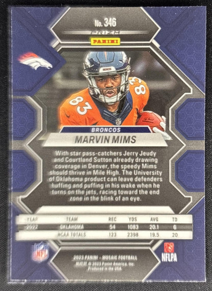 Marvin Mims 2023 Panini Mosaic Reactive Blue Mosaic Broncos Sports Trading Cards