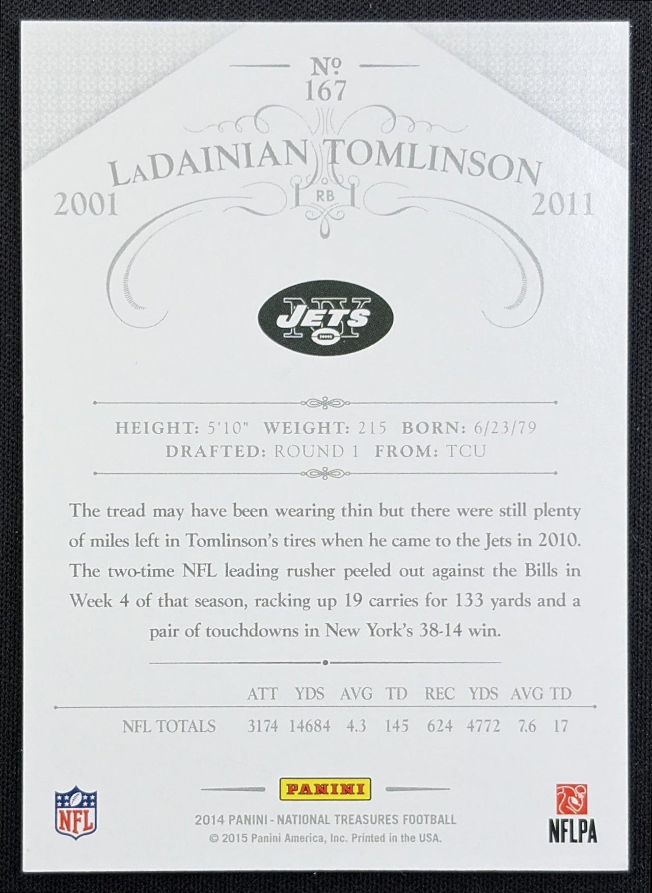 LaDainian Tomlinson 2015 Panini National Treasures Holo Silver /25 Chargers