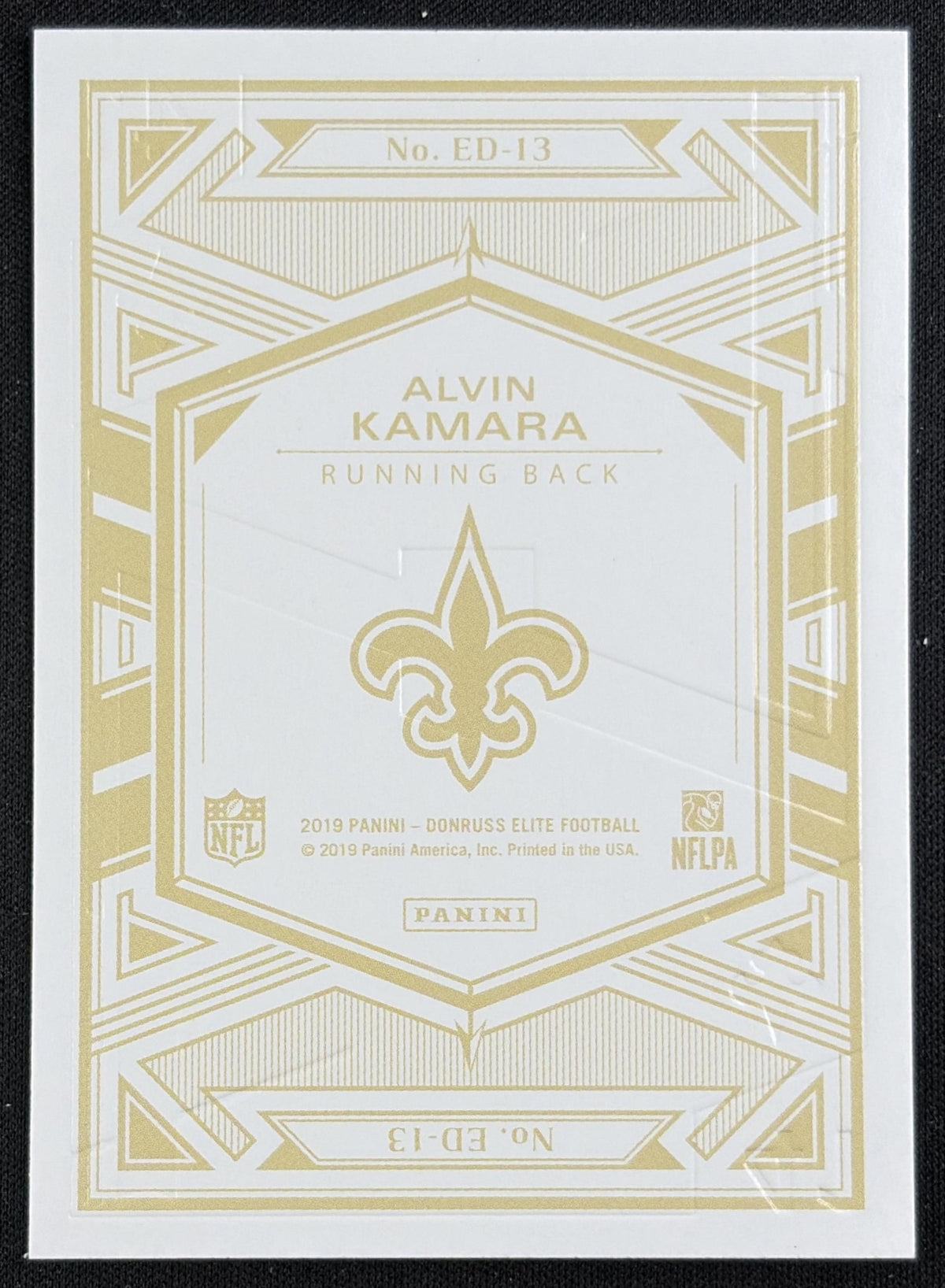 Alvin Kamara 2019 Panini Donruss Elite Deck Saints Sports Trading Card