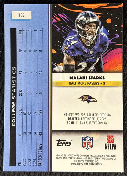 Malaki Starks 2025 Topps Cosmic Chrome Ravens