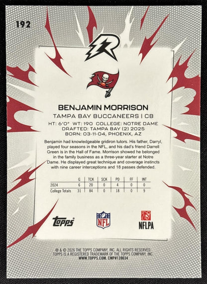 Benjamin Morrison 2025 Resurgence Blue and Orange Spark Refractor Buccaneers