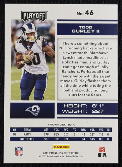 Todd Gurley II 2017 Panini Playoff 2nd Down /49 Rams sports trading card back