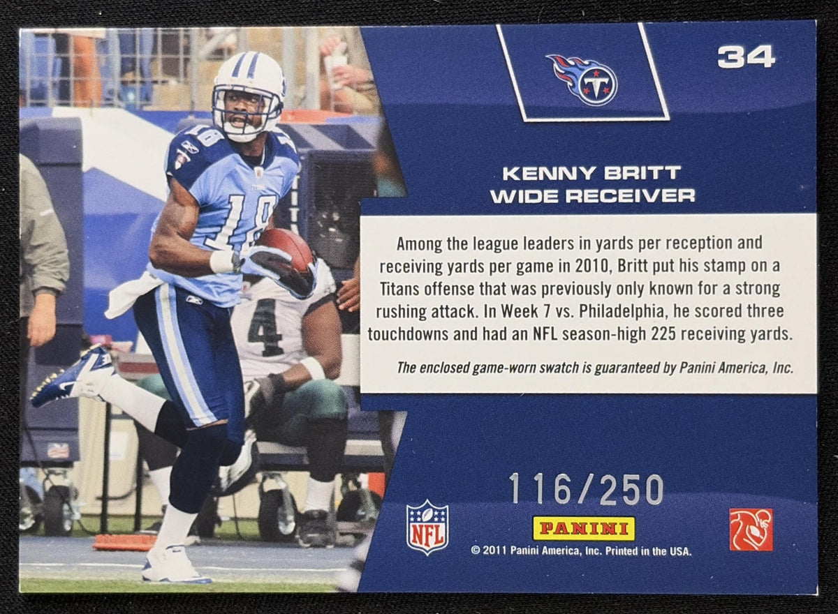 Kenny Britt 2011 Panini Prestige Prestigious Pros Materials Red /250 Titans Sports Trading Card