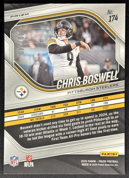Chris Boswell 2025 Panini Prizm Orange /249 Steelers Sports Trading Card