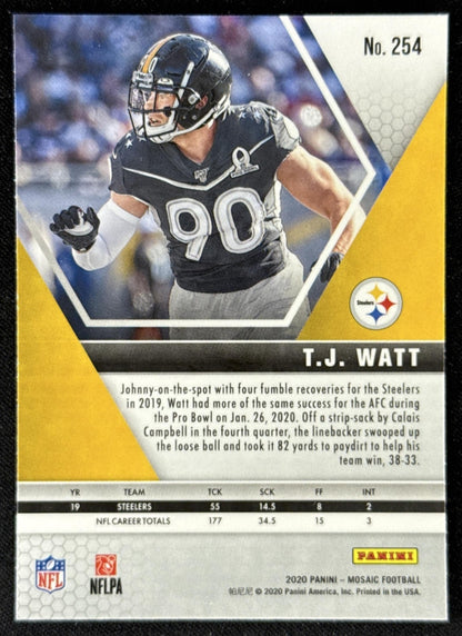 T.J. Watt 2020 Panini Mosaic Steelers Sports Trading Card