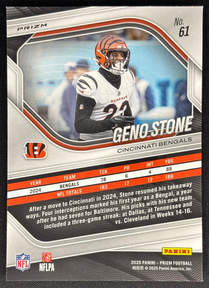 Geno Stone 2025 Prizm Silver Bengals Sports Trading Card