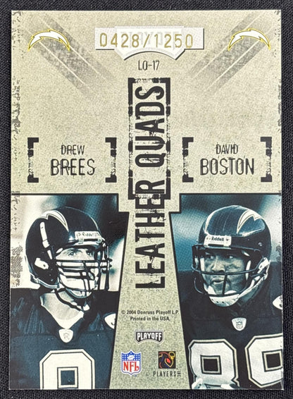 Doug Flutie LaDainian Tomlinson Drew Brees David Boston 2004 Playoff Hogg Heaven Leather Quads /1250 Chargers