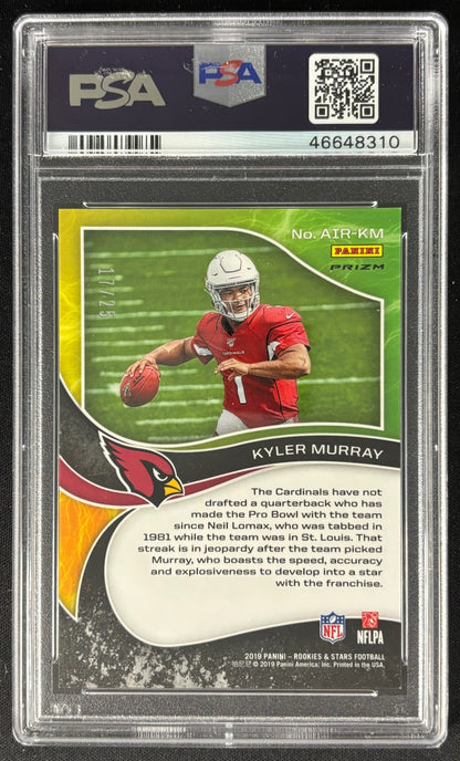 Kyler Murray 2019 Rookies & Stars Airborne Orange /25 PSA 9 Cardinals - Back