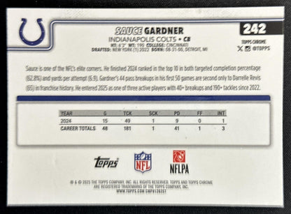 Sauce Gardner 2025 Topps Chrome Yellow Wave Refractor /275 Colts