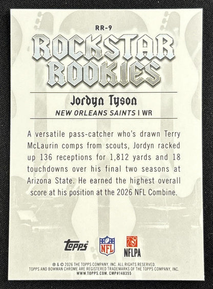 Jordyn Tyson 2026 Bowman Rockstar Rookies Saints #2 back