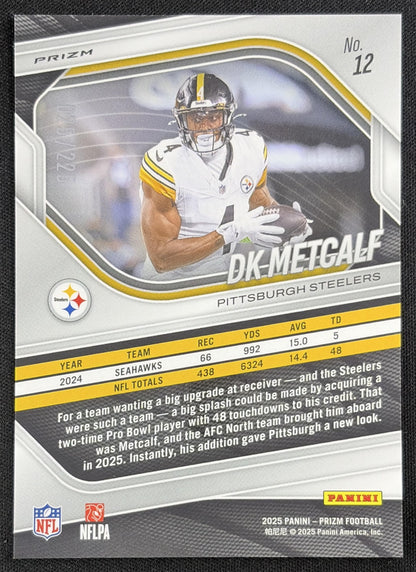 DK Metcalf 2025 Panini Prizm Purple Ice /225 Steelers