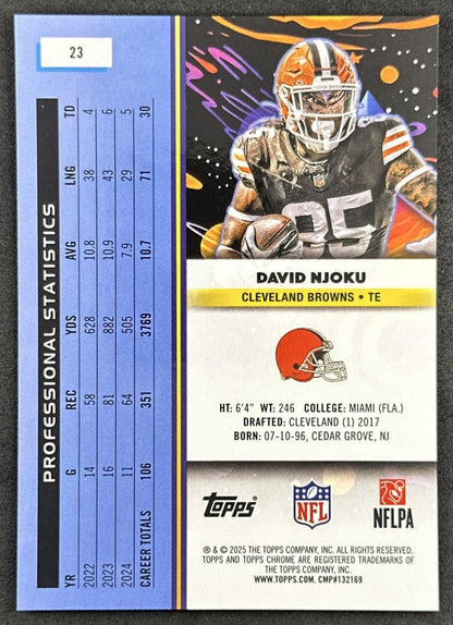 David Njoku 2025 Topps Cosmic Chrome Green Space Dust Refractor /75 Browns Sports Trading Cards