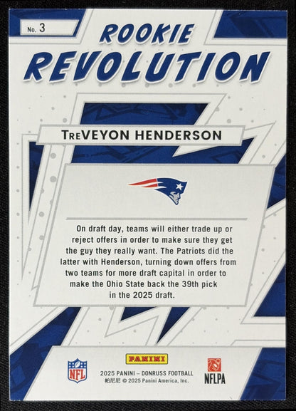 TreVeyon Henderson 2025 Panini Donruss Rookie Revolution Patriots