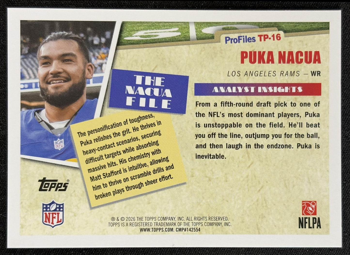 Puka Nacua 2026 Topps Profiles Rams back
