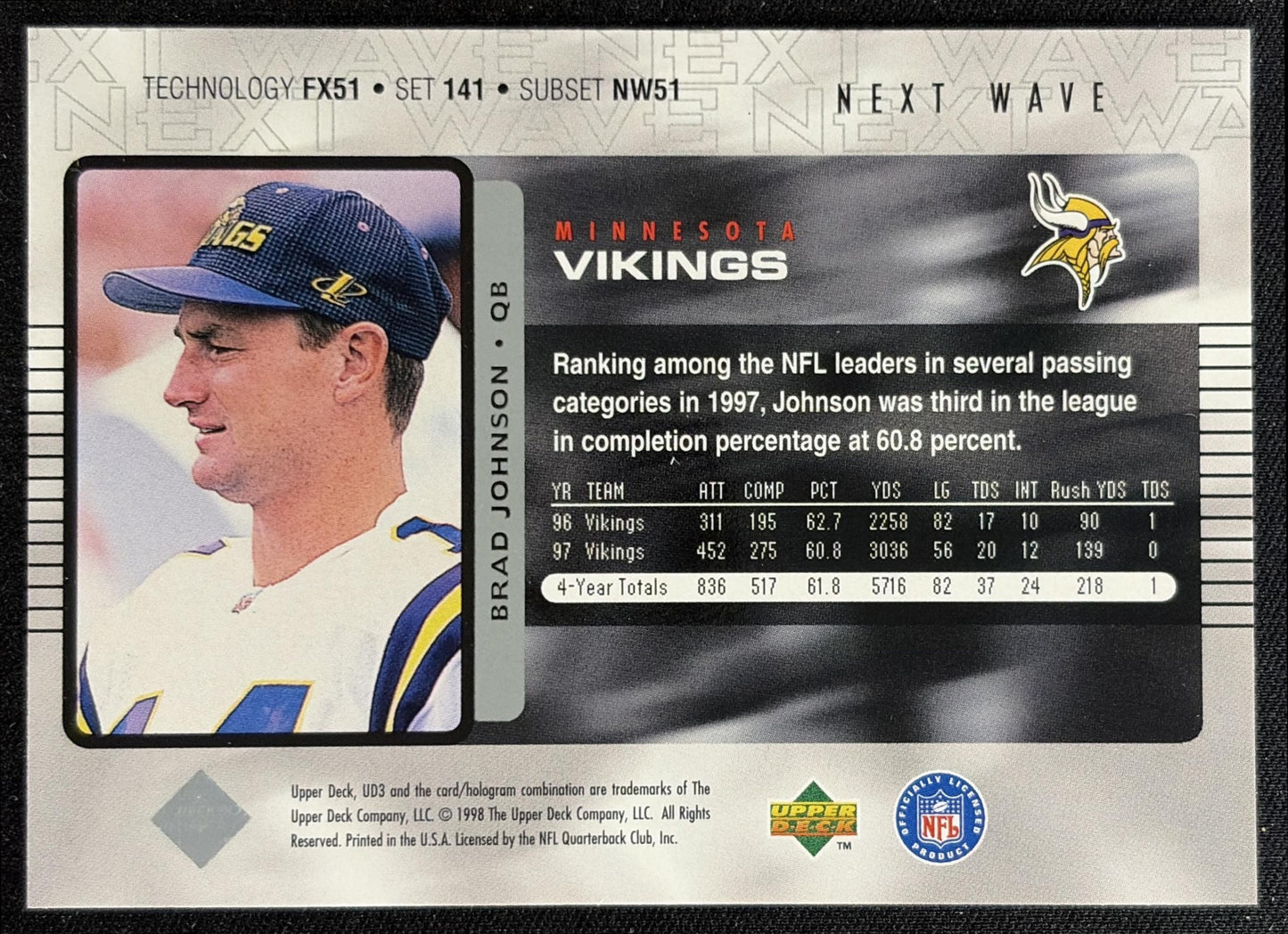 Brad Johnson 1998 Upper Deck UD3 Vikings