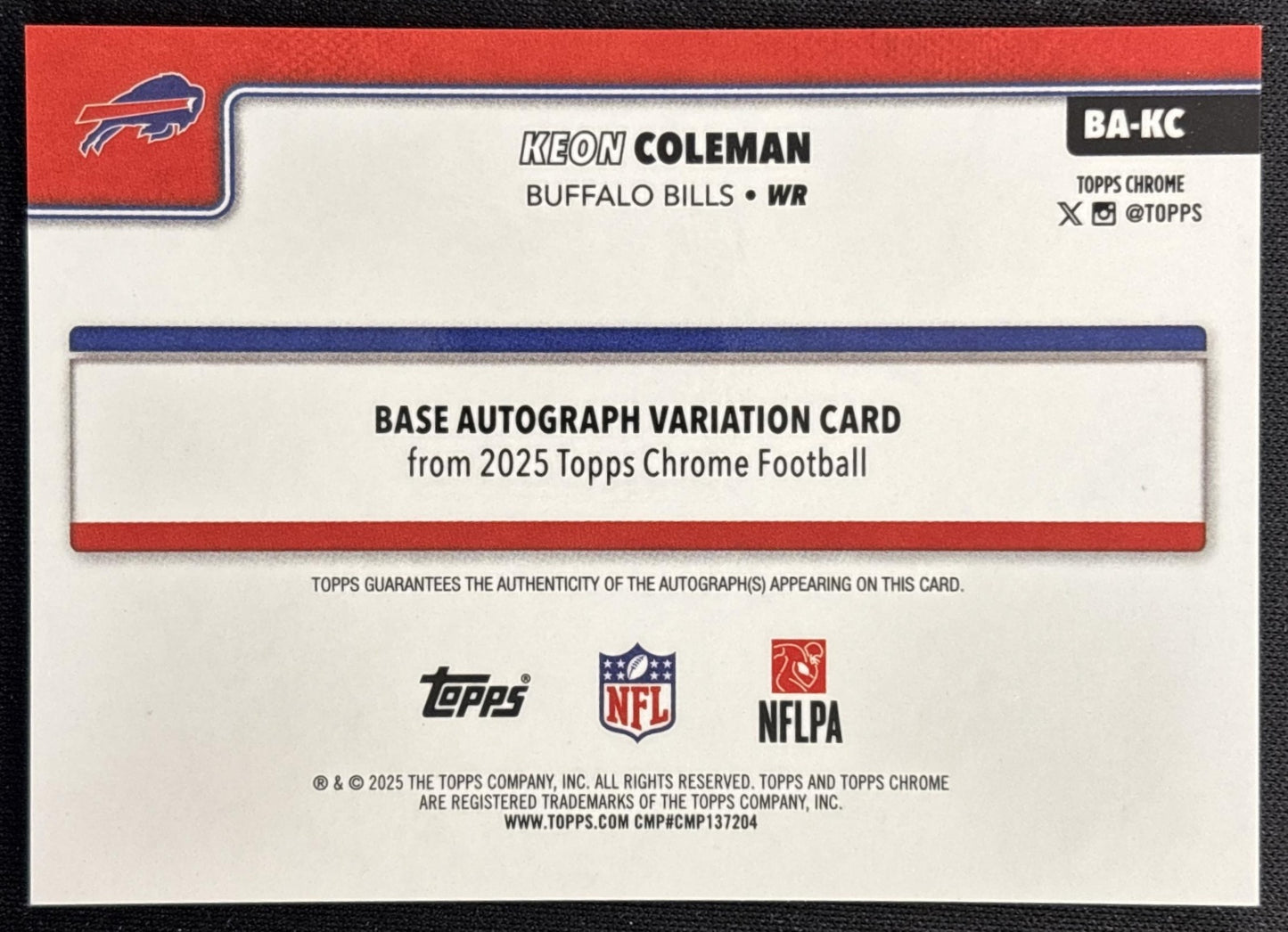 Keon Coleman 2025 Topps Chrome Auto Green Refractor /99 Bills Sports Trading Cards