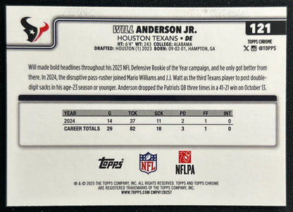 Will Anderson Jr. 2025 Topps Chrome Texans Sports Trading Cards