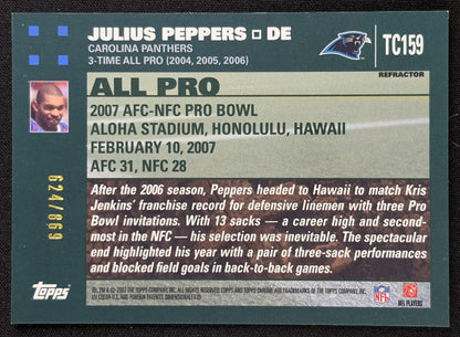 Julius Peppers 2007 Topps Chrome White Refractor /869 Panthers Carolina Panthers Back
